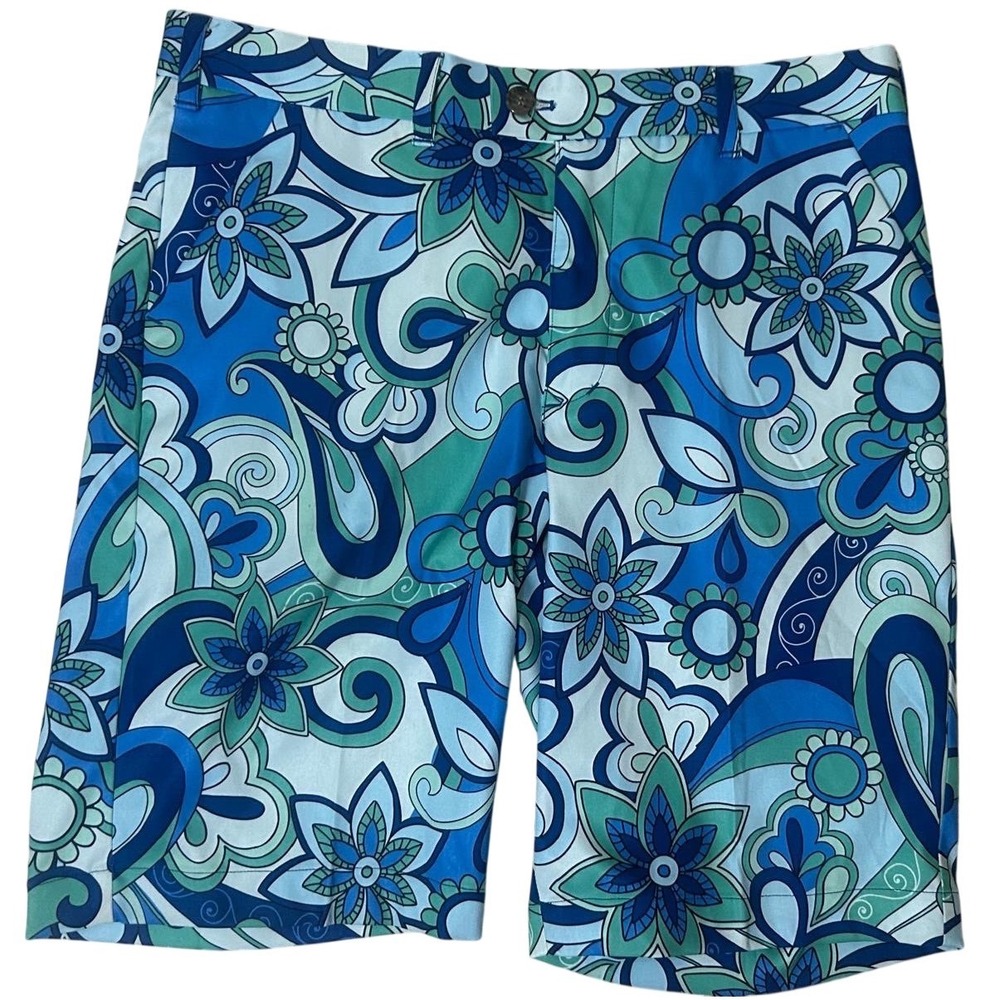 Loudmouth Golf Shorts Mens 36 Blue Excellence Floral Paisley (Waist: 18")
